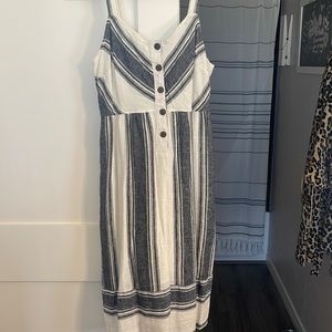 Blue and white linen dress